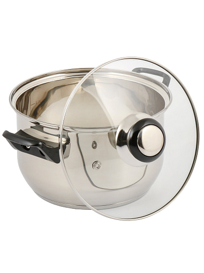 Кастрюля нержавеющая сталь, 2.8 л, крышка стекло, DNN1, SD-A19-18/SD-A19-6-18