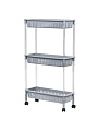 Полка универсальная, пластик, 3 секции, 46.5х21.5х68.5 см, на колесах, серая, Y6-10793