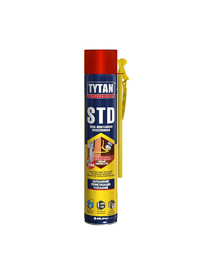 Пена монтажная Tytan, STD ЭРГО, бытовая, 42 л, 750 мл, всесезонная, 20263/16401