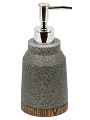 Дозатор для жидкого мыла Серый/дерево, полистоун, 7.9x7.9x11.8/17.9 см, BRE0953AA-LD - фото 3