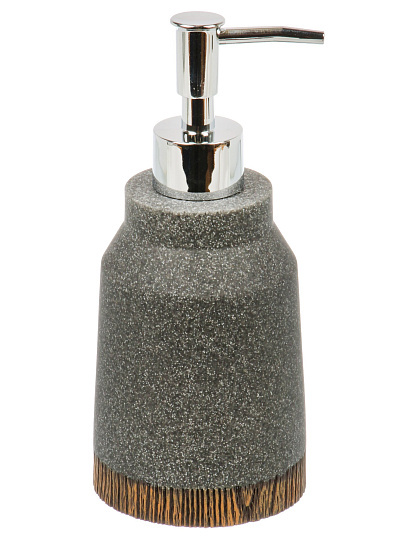 Дозатор для жидкого мыла Серый/дерево, полистоун, 7.9x7.9x11.8/17.9 см, BRE0953AA-LD