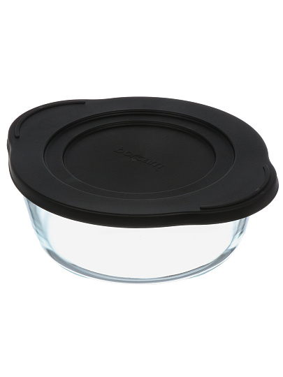 Кастрюля для запекания стекло, 18.7х21.8х7.6 см, 1.45 л, круглая, с крышкой, черная, Borcam, 59123BLACK