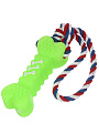 Игрушка для животных кость резиновая с канатом, 32 см, в ассортименте, Y4-11413 - фото 2