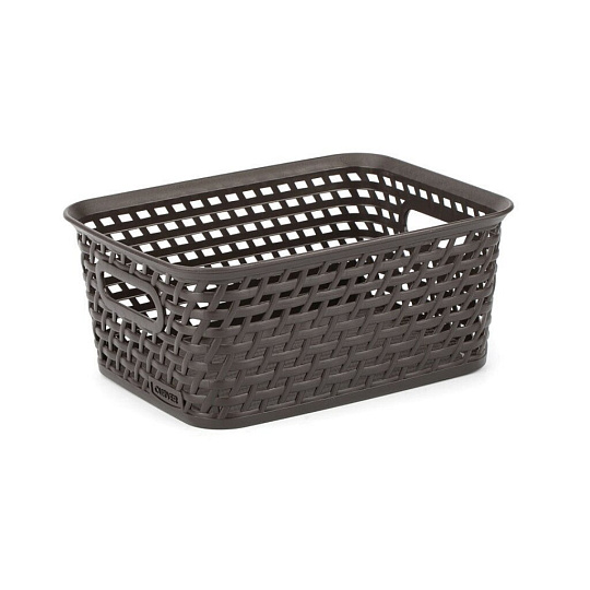 Корзина для хранения, 26х20х11 см, плетеная, пластик, темно-коричневая, Curver, My Style, 196895