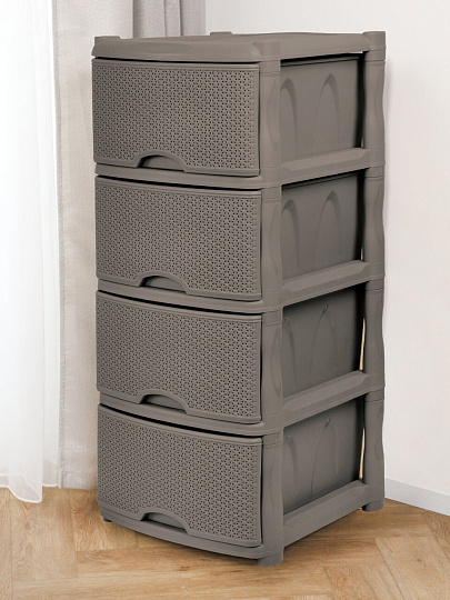 Комод 4 ящика, Rattan, 48х41х94.5 см, темный каштан, KL377312011, Keeplex