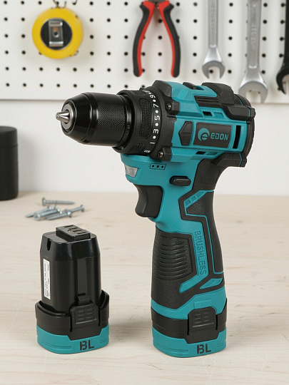Дрель-шуруповерт аккумуляторный, Edon, AD-16CBL, бесщеточный, 16 В, кейс, 28006