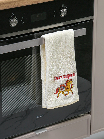 Полотенце кухонное 40х70 см, 100% полиэстер, микрофибра, Dinosti, Спешу поздравить!, Россия