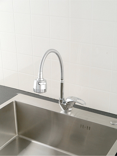 Смеситель для кухни, Potato, гибкий излив, с картриджем, хром, P58211