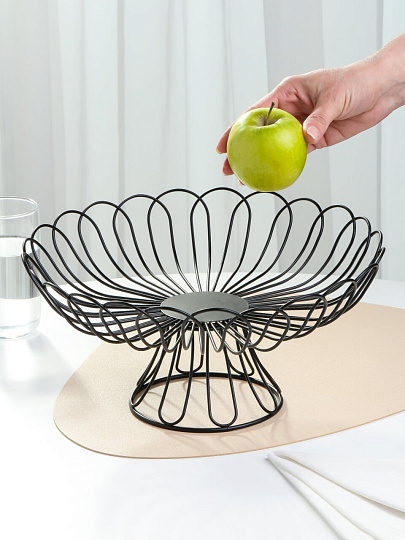 Ваза для фруктов, металл, на ножке, 32х15 см, Y4-7655, черная