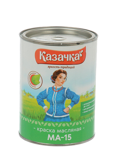 Краска Казачка, МА-15, масляная, универсальная, глянцевая, белая, 0.9 кг