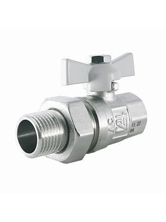 Кран для воды с американкой 1/2'', прямой, ручка-бабочка, STI