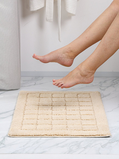 Коврик для ванной, 0.5х0.8 м, полиэстер, молочный, Silvano, Клетка, Y4-11464