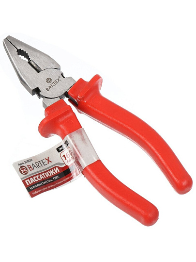 Пассатижи 160 мм, прямые, углеродистая сталь, Bartex, Эконом, 953036.1080