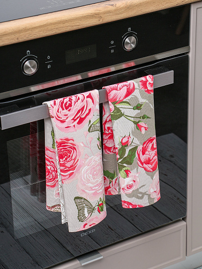 Набор полотенец кухонных 2 шт, 35х60 см, 100%хл, Textura, Миллион роз, РФ