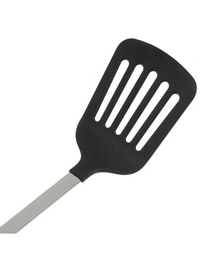Лопатка кулинарная нейлон, с прорезями, навеска, черная, Daniks, Пасто, YW-KT71B-3