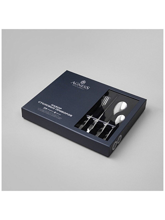 Набор столовых приборов нержавеющая сталь, 24 предмета, подарочная упаковка, Agness, Dolce, 1000-025