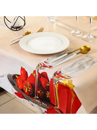 Скатерть 145х180 см, 100% хлопок, Праздничный стол Новогодний домашний уют, AI-1504042