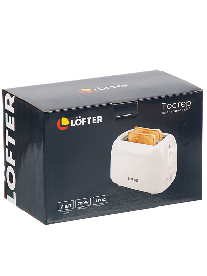 Тостер Lofter, PR001, пластик, 700 Вт, 2 тоста, механический, 6 степеней прожарки, PR001