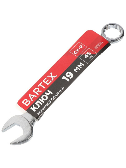 Ключ комбинированный, Bartex, 19 мм, CrV сталь, Эко