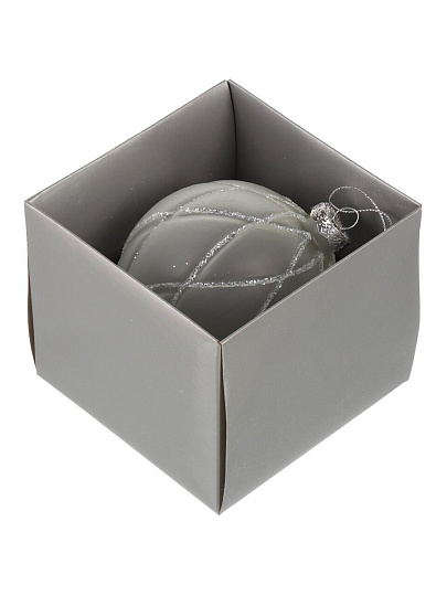 Елочный шар Белая сеть, белый, 10 см, стекло, XF24-SC026