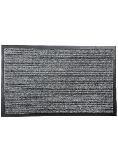 Коврик грязезащитный, 50х80 см, прямоугольный, резина, с ковролином, ребристый, серый, 35-041/w