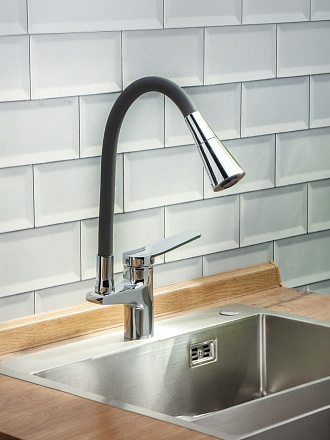 Смеситель для кухни, Aqwin, гибкий излив, с картриджем, хром, A58272B