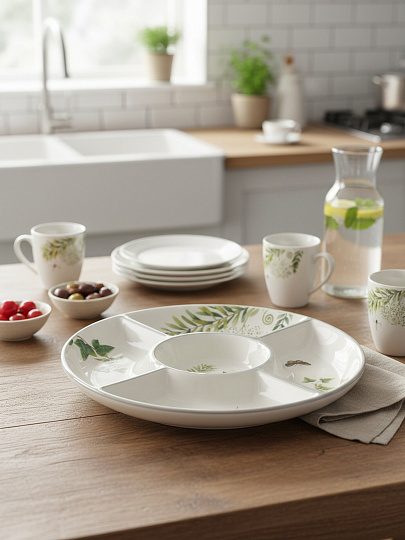 Менажница керамика, 26 см, 5 секций, Prima Collection, Дикий папоротник, PC75WF5