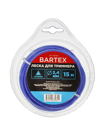Леска для триммера 2.4 мм, 15 м, треугольник, Bartex
