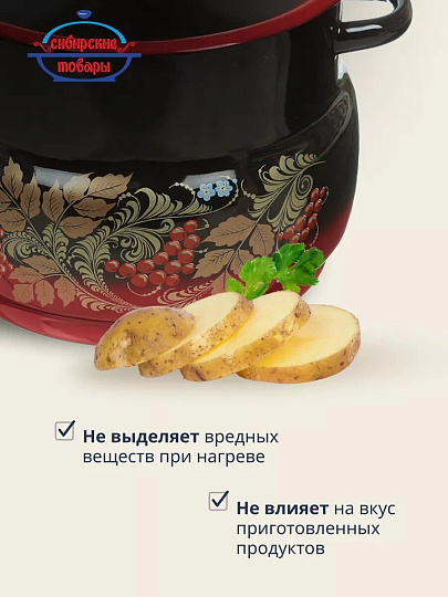 Кастрюля эмалированная сталь, 5.5 л, крышка сталь, сферический, Сибирские товары, С1917.38