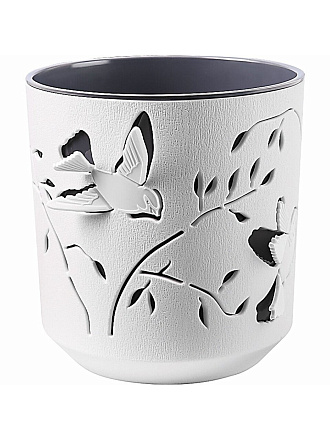 Кашпо пластик, 1.25 л, 16.2х13.5 см, универсальное, белый/антрацит, La Decoro, Колибри, КШ-4642