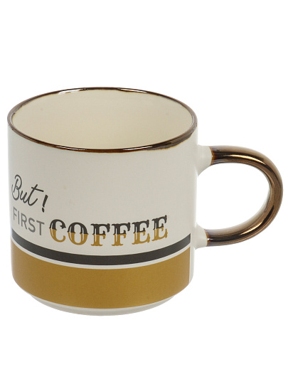 Кружка фарфор, 390 мл, But First Coffee, Lefard, 260-970, белая