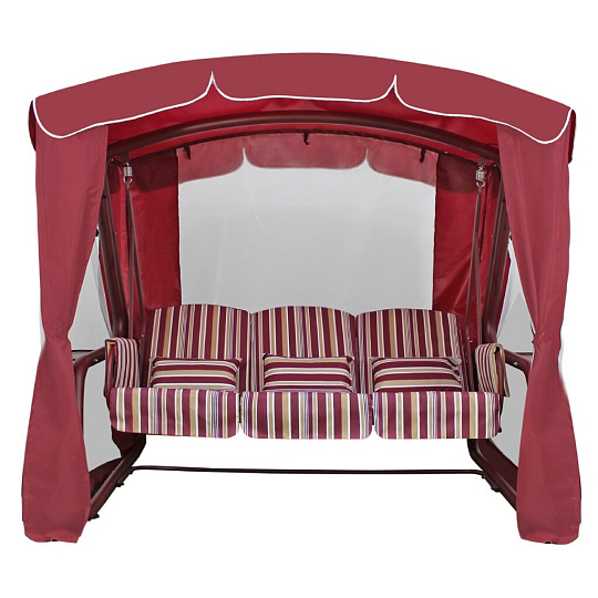 Качели садовые 3-местные, 232х130х185 см, 350 кг, Arno, Элит Люкс, раскладываются в кровать, с москитной сеткой, бордовые, 2016-КД-41/Л, металл