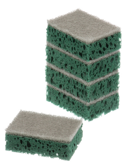 Губка для посуды, 5 шт, поролон, абразивная фибра, Марья Искусница, изумруд