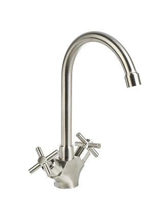 Смеситель для кухни, Aqwin, с кран-буксой, сатин, A40357S