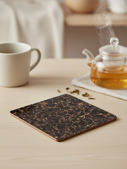 Подставка под горячее МДФ, квадратная, 19.5х19.5 см, черная, Иллюзия, 888-122