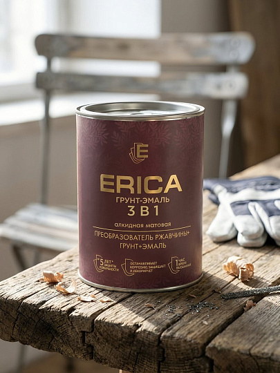 Грунт-эмаль Erica, по ржавчине, алкидная, коричневая, 0.8 кг