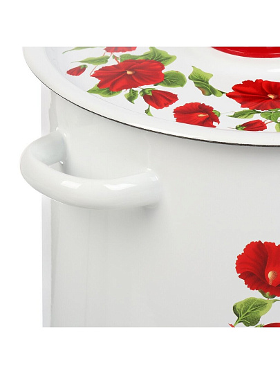 Кастрюля эмалированная сталь, 5.5 л, крышка сталь, пластиковая кнопка, цилиндрическая, Сибирские товары, С1617.39