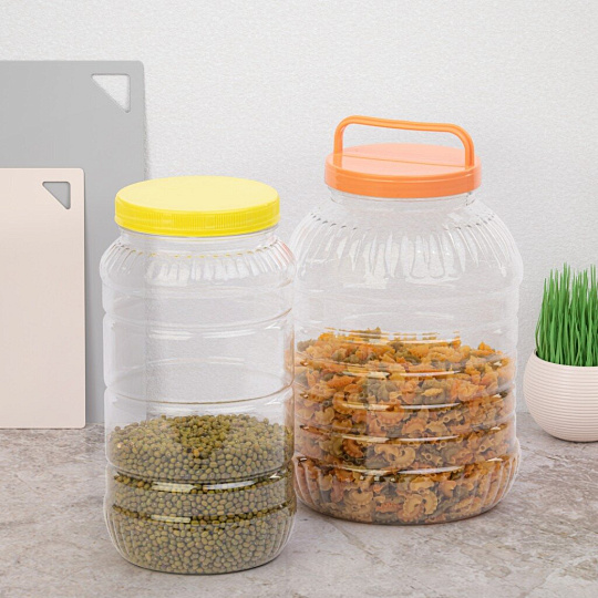 Банка для сыпучих продуктов, пластик, 3 л, с крышкой, Альтернатива, М956