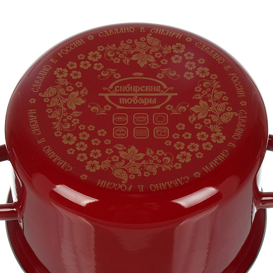Кастрюля эмалированная сталь, 4 л, крышка сталь, цилиндрическая, Сибирские товары, 9MD201P, вишневая, индукция