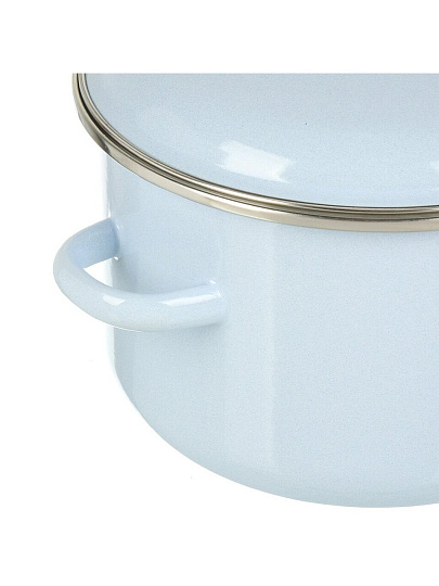 Кастрюля эмалированная сталь, 4 л, крышка сталь, цилиндрическая, Сибирские товары, 9MD201P, серо-голубая, индукция