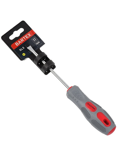 Отвертка плоская, Bartex, SL5, 5х100 мм, антискользящая двухкомпонентная, CrV сталь, K0029N