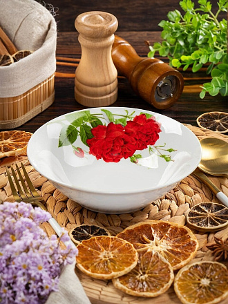 Салатник керамика, круглый, 18х5 см, 0.6 л, Алая роза, Daniks, 19-291#