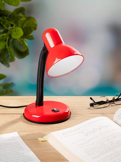 Светильник настольный на подставке, E27, 60 Вт, черный, абажур красный, Lofter, 203В-rd/270791