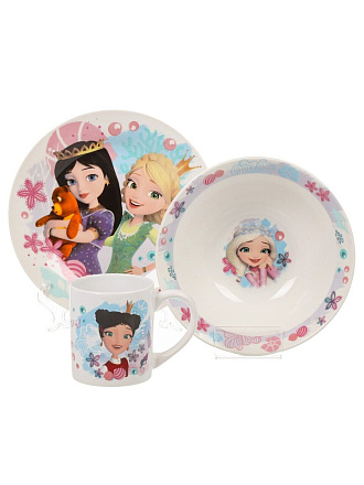 Набор детской посуды фарфор, 3 шт, Царевны, 309964