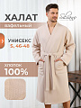 Халат унисекс, вафельный, 100% хлопок, бежевый, S, 46-48, Silvano
