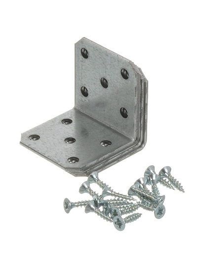 Уголки мебельные 40x40x40x2 мм, с шурупом, белый цинк, 4 шт, Element, 152810
