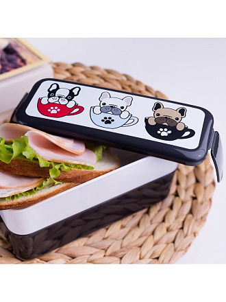 Контейнер пищевой для обеда пластик, 0.5, 0.5 л, 20х8х9 см, Idea, Бульдоги, М 1233