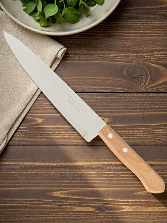 Нож кухонный Tramontina, Universal, шеф-нож, нержавеющая сталь, 20 см, рукоятка дерево, 22902/008-TR