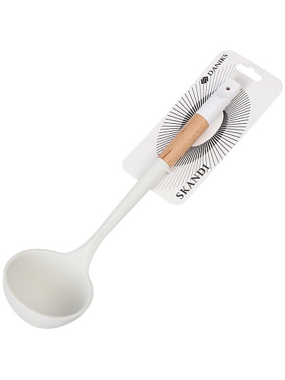 Половник для кухни, бамбук, силикон, белый, Daniks, Skandi, WFCFA-0037-3