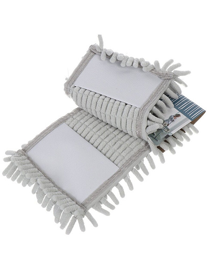 Сменный блок для швабры микрофибра, 43х13 см, вермишель, прямоугольный, серый, Марья Искусница, HD1009 A-chen-grey refill